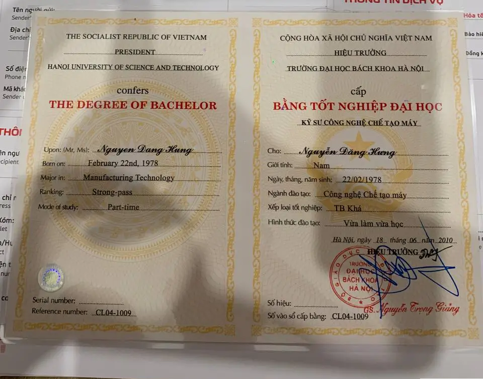 chữ ký tay bằng đại học