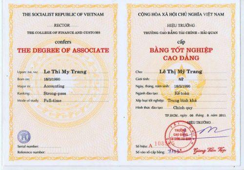 phôi bằng đại học